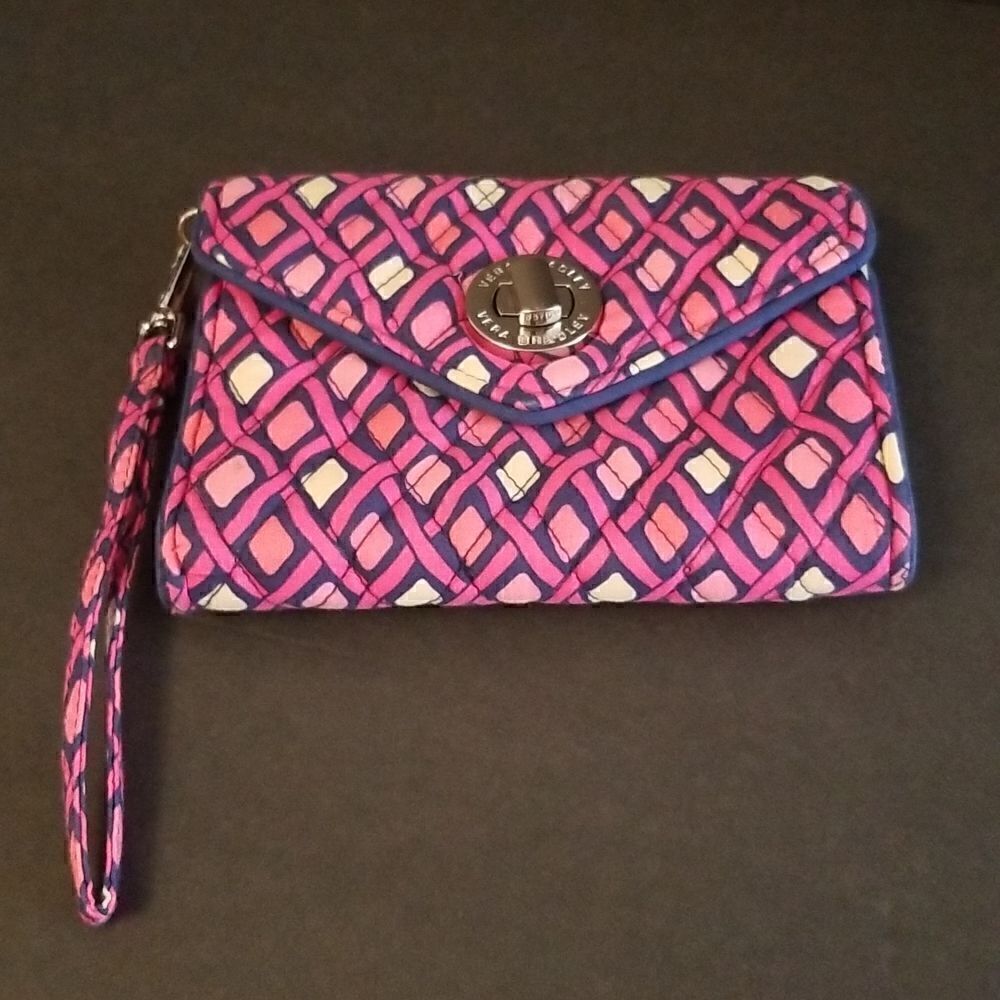 Vera Bradley pink/blue wristlet. 